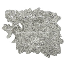 Silver Plated Wolf Head Metal Plate with Rivet Back